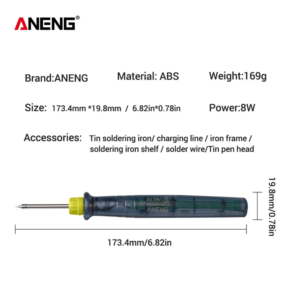 ANENG LT002 5 в 8 Вт Мини Портативный USB Электрический паяльник ручка/наконечник сенсорный переключатель Регулируемый паяльник инструменты