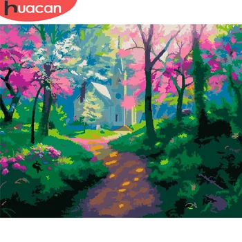 

HUACAN Paint By Number Tree Drawing On Canvas HandPainted Painting Art Gift DIY Pictures By Number Forest Kits Home Decor