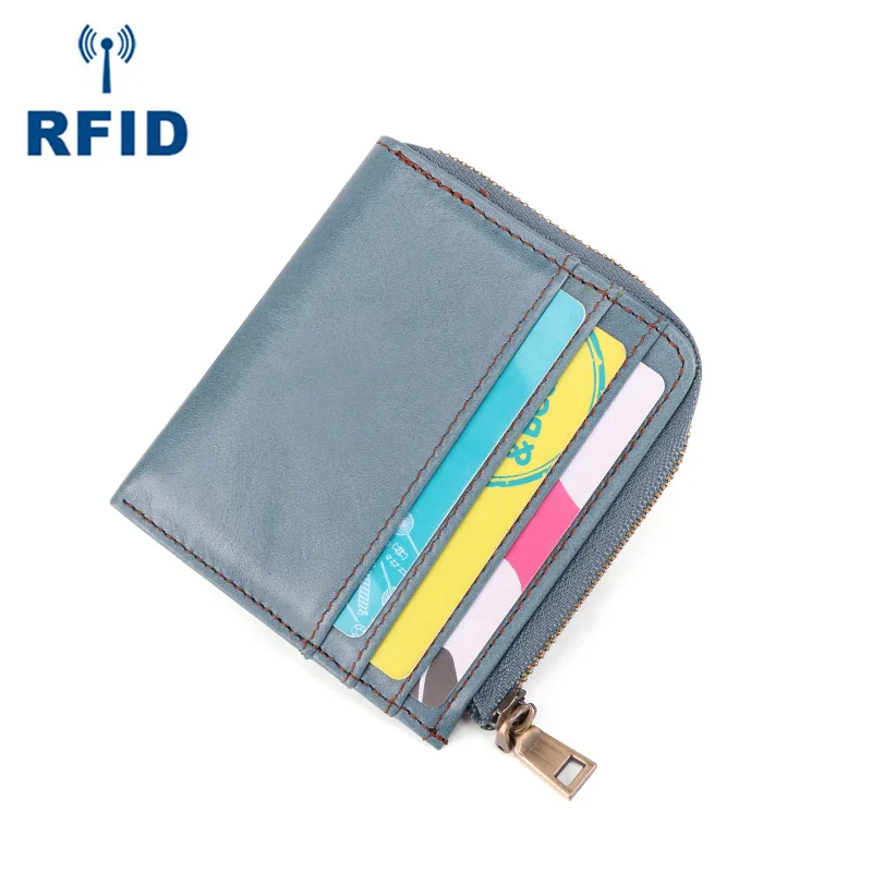 

Multi-functional RFID Wallet Korean-style Fashion Card Bit More Genuine Leather Wallet Full-grain Leather Change Storgage Bag
