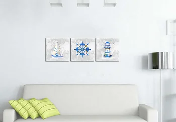 

Nautical Elements Paintings Wall Decor 3 Panels Canvas Wall Art Painting Modern Style Living Room Decoration Poster Picture