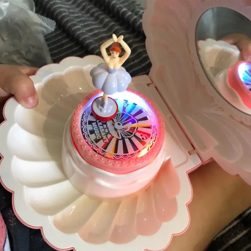 Music Box Shell Shaped Rotating Ballerina Music Box With Light Beautiful Jewelry Box Girlfriend Birthday Valentine New Year Gift
