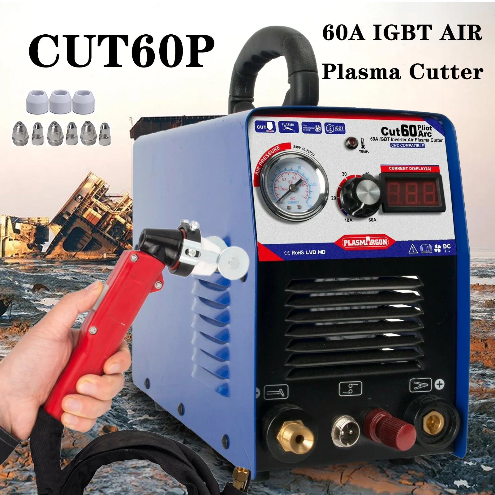 Cut60P CNC Non HF Pilot Arc 60Amps DC 110/220v IGBT Air Plasma Cutter