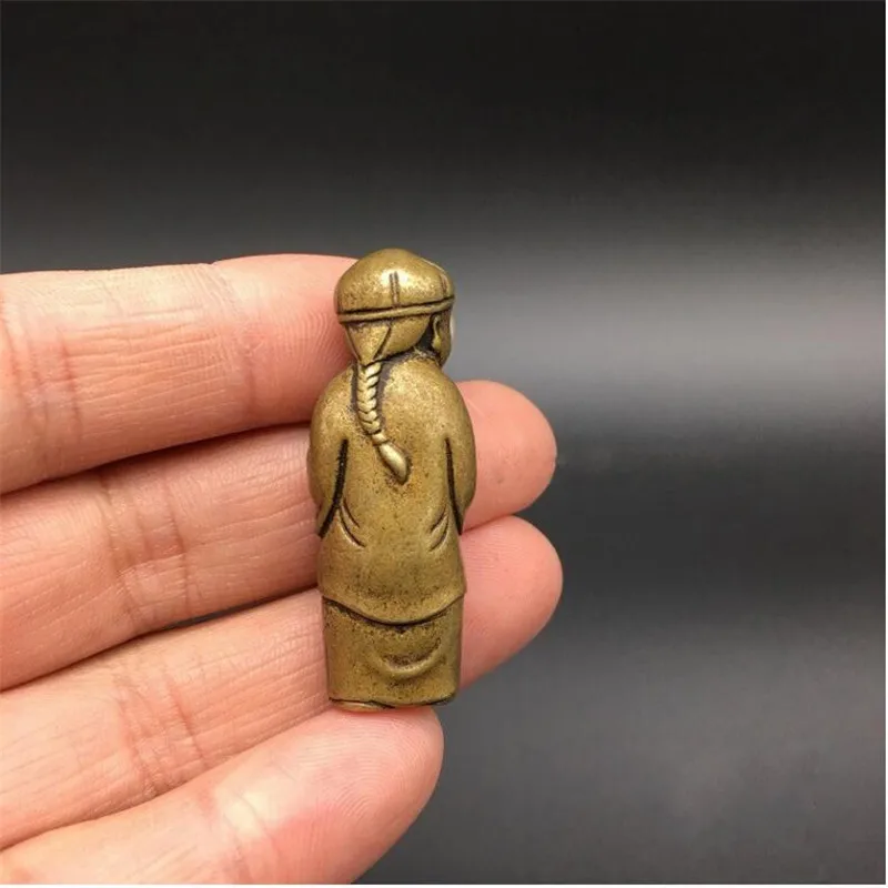 Copper Statue Collectable Chinese Brass Carved Mammon Boy Young Yuan Bao Moral Wealth Money Exquisite Small Statues | Дом и сад