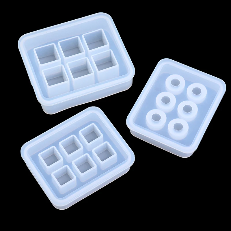 New 1PCS Rectangle Silicone Bead Mould Square Ball 5/6/9 Hanging Holes DIY Epoxy Jewelry Mold
