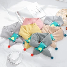 Детские шарфы, Зимний милый теплый шарф с рисунком крокодила динозавра для мальчиков и девочек