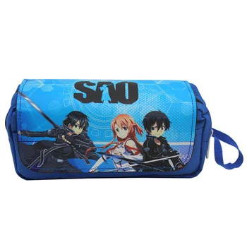 

Sword Art Online Pen Wallet kirito Yasina Anime Cartoon Zipper Pencil Bags Leather Big Capacity Wallets Stationery Pencil Pouch