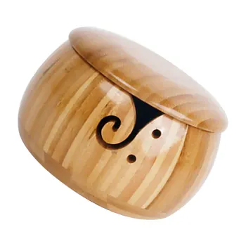 

1pcs Bamboo Funny Simple Creative Storage Durable Wooden Yarn Bowl Wooden Yarn Holder Knitting Bowl for Home