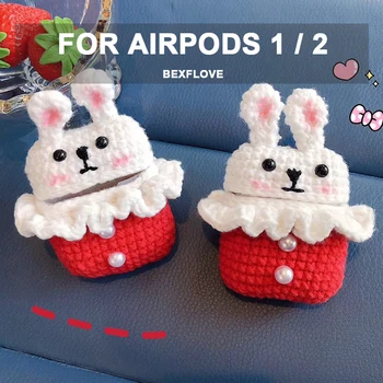 

3D Earphone Case for Airpods Case Knitting Knit Cute Panda Bear Funny Cover Coque for Apple Air Pods Airpot 2 Case Charging Box