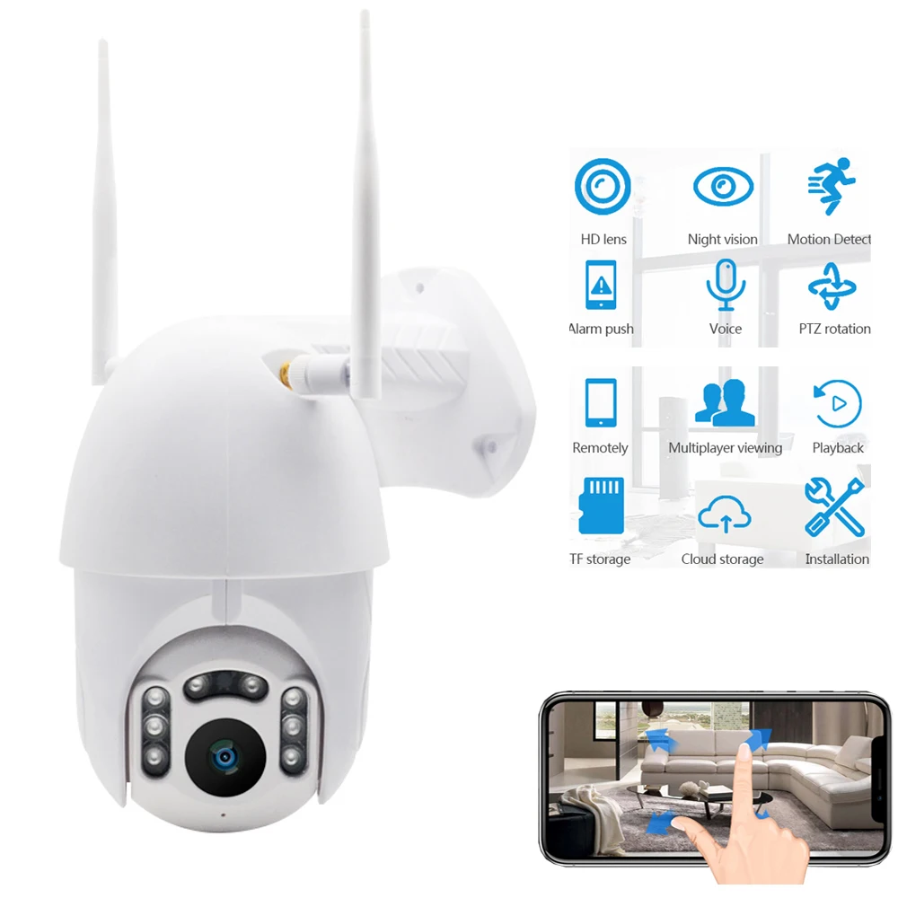 Podofo 1080P PTZ IP камера ночного видения Открытый скорость купольная беспроводная Wifi камера безопасности 2MP сеть видеонаблюдения