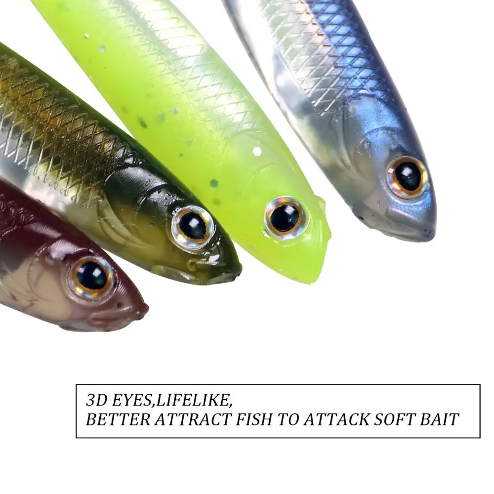 7cm 8cm 10cm Silicone Soft Baits Lifelike 3D Eyes Shad Fishing