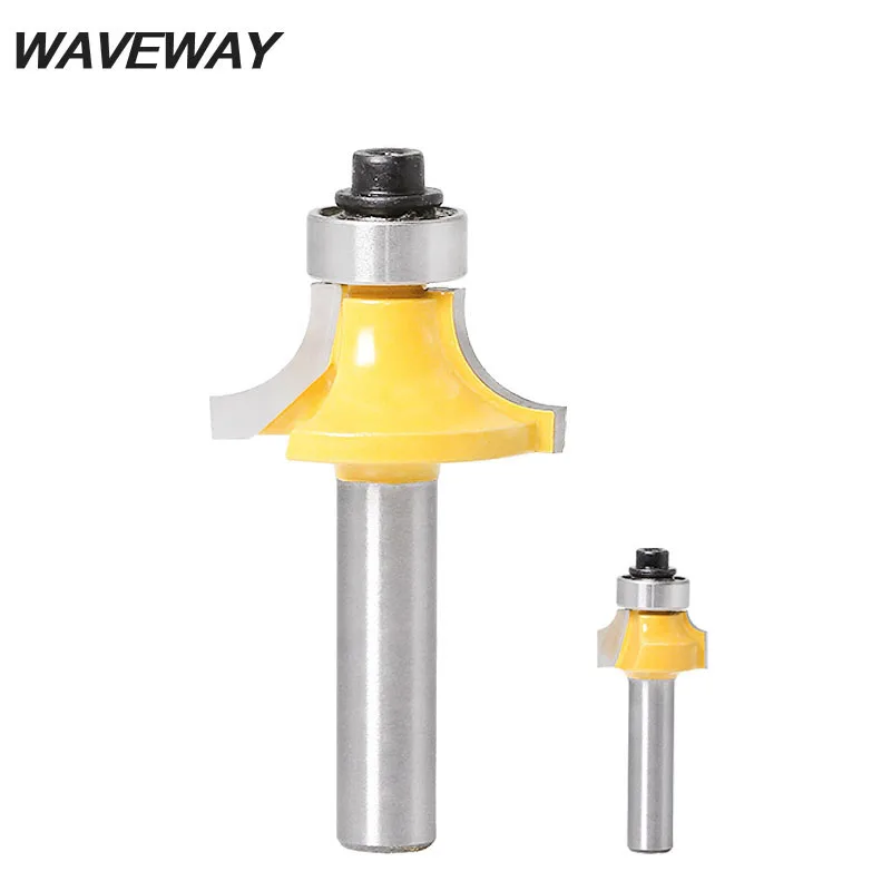 

WAVEWAY 8mm Shank Corner Round-Over Router Bits for Wood Woodworking Tools 2 Flute Endmill with Bearing Milling Cutter