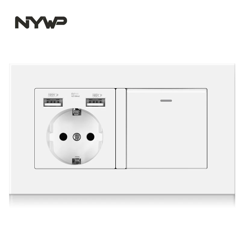 Nywp socket with toggle switch 220v 16a wall usb 146*86 pc panel light 1gang 1/2/3way output | Обустройство дома