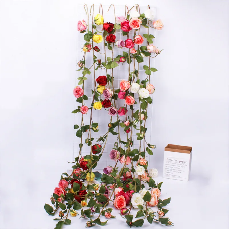 15 Flower Heads Rose String Artificial Vines Wedding Decor Simulation Fake Rattan Garden Wreath | Дом и сад