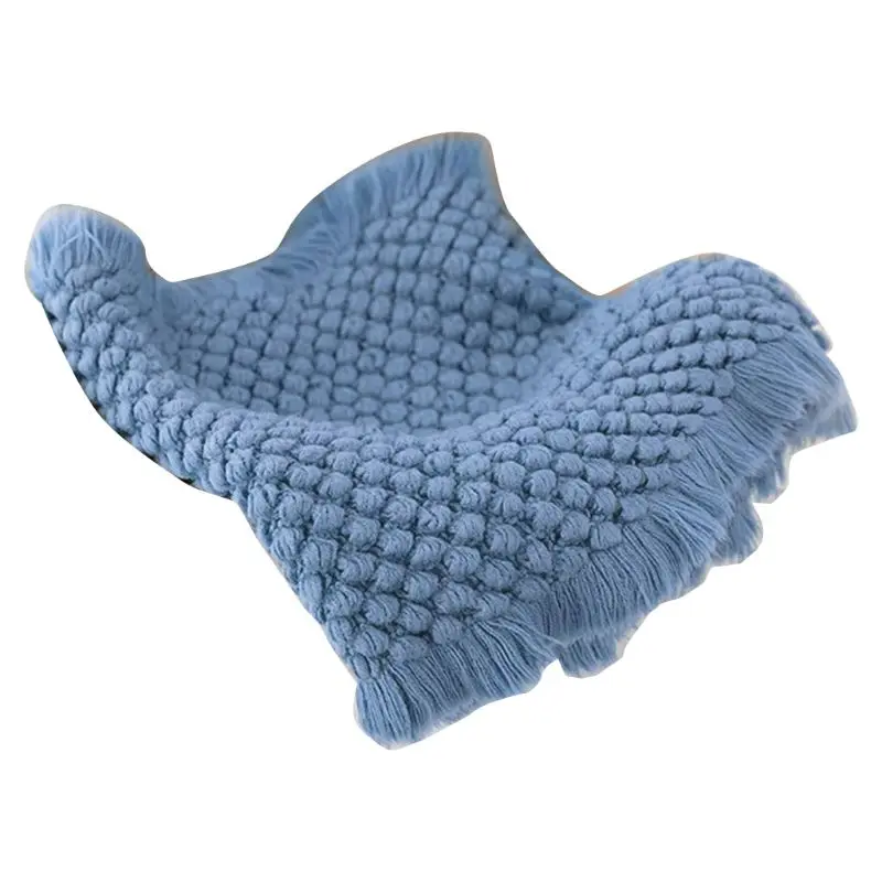 Cotton Wool Crochet Baby Blanket Newborn Photography Props Shooting Basket Filler Chunky Knit Pad