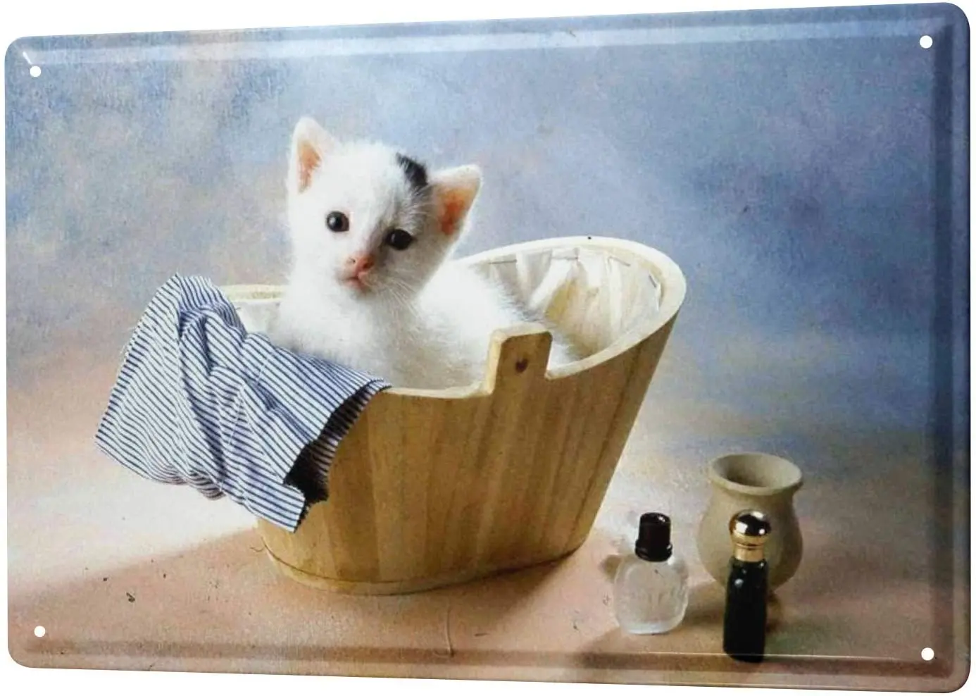 

LEotiE SINCE 2004 Tin Sign Metal Plate Decorative Sign Home Decor Plaques Cat Decoration Puppy Kitten Bath Linen Metal Plate