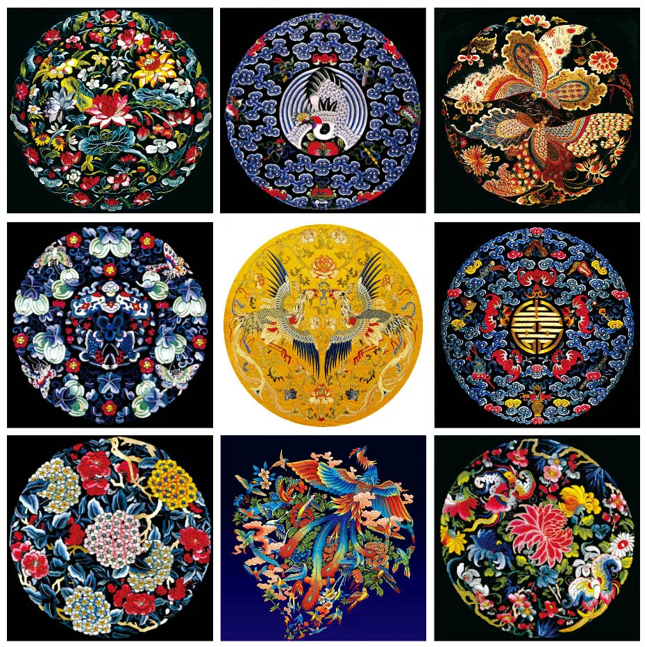 

Handmade Needlework,DMC DIY cross-stitch,Full embroidery kits,Lotus Flowers Phoenix Patterns Chinese Totem Cross Stitch kit
