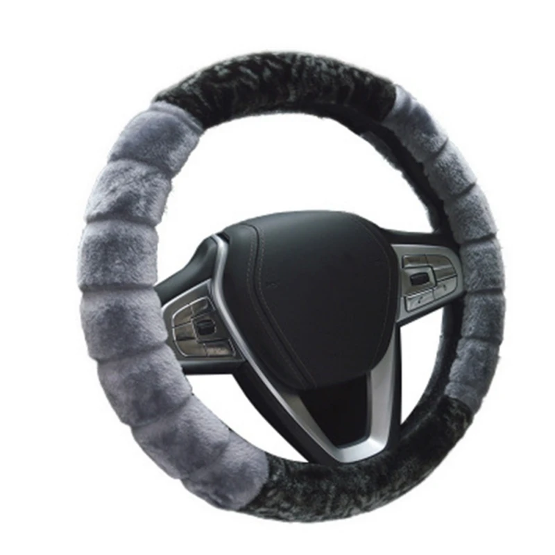 Горячая Универсальный 1 шт. зима супер мягкий Универсальный плюшевый чехол рулевого колеса автомобиля аксессуары для интерьера