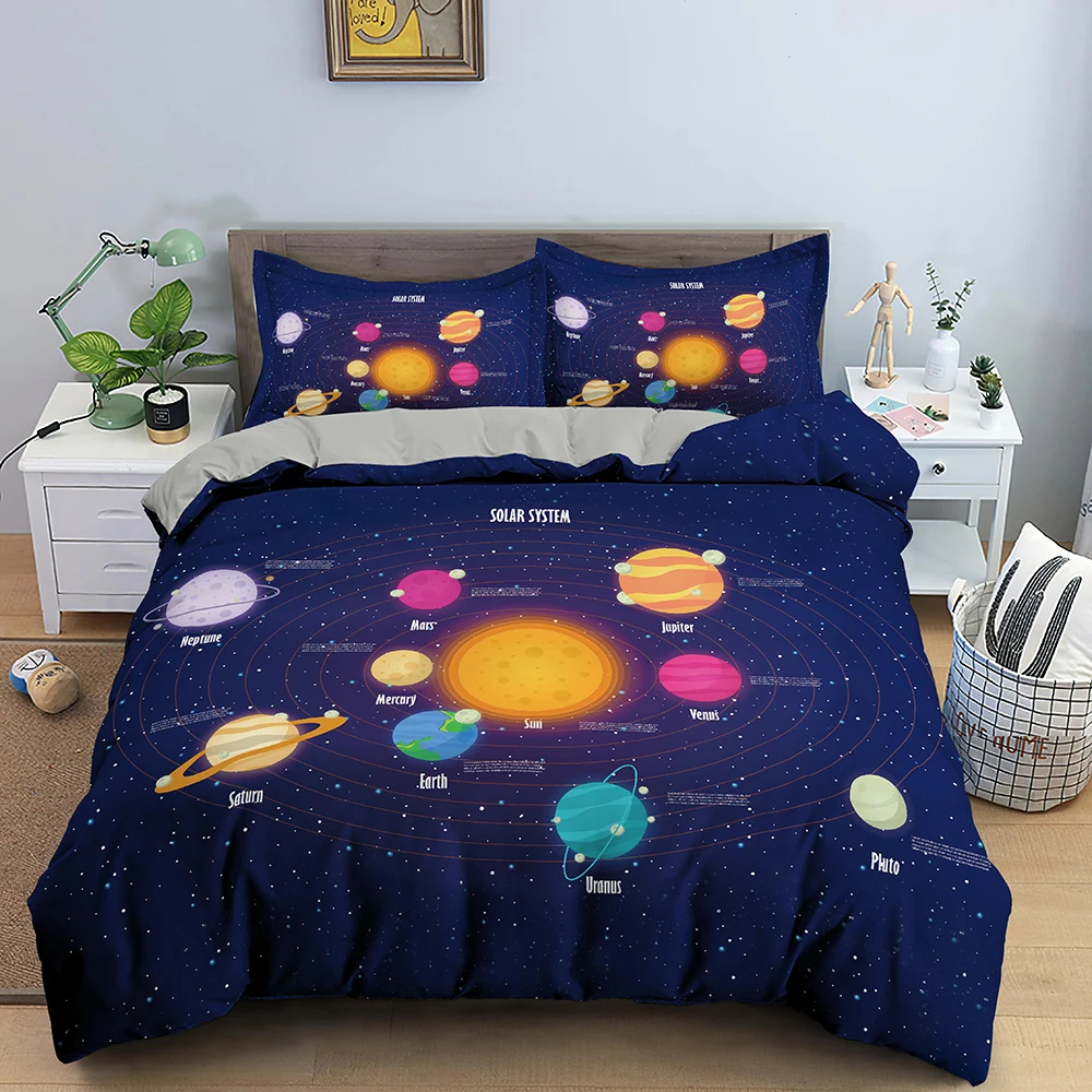 

3D Planet Bedding Sets Duvet Cover Bed Linen Bedclothes Twin/Queen/King Size Bed Room For Kids Bedding Christmas Gifts