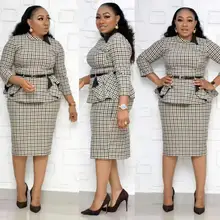 HGTE, осень и зима, большие размеры, Африканский стиль, OL, женское платье, Ретро стиль, узор "гусиная лапка", тонкое, с длинным рукавом, для офиса, вечерние платья