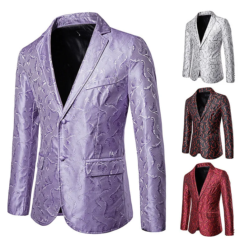 

New Style Fashion Men Casual Color Embroidery Suit Jacket X68