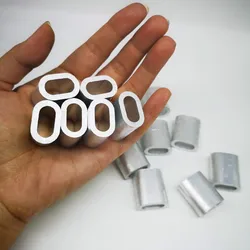 Manchons en Aluminium ovales à trou unique pour le sertissage de câbles métalliques, diamètre 8mm, 20 pièces 