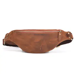 Высококачественная поясная сумка для мужчин из натуральной кожи, винтажная кожаная мужская нагрудная сумка, коричневая сумка-мессенджер