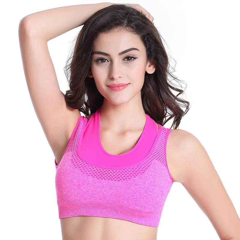 

MS Star with the same sports bra fake two three-layer chest pad running shockproof vest sports underwearBeauty back