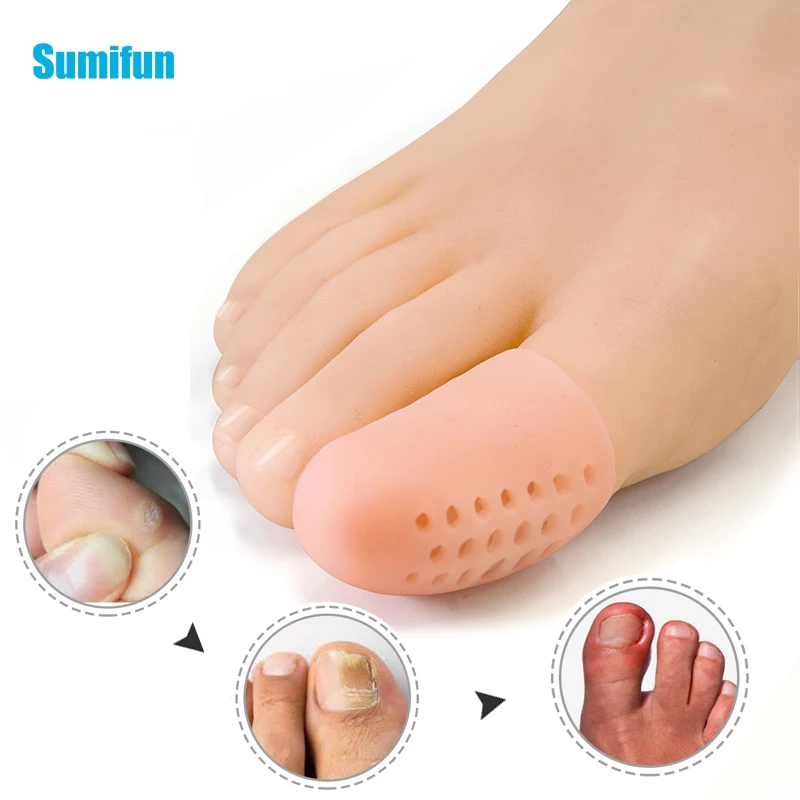 

2pcs 5*3.5cm Big Toe Protector Silicone Soft Breathable Foot Corns Blisters Toe Cap Cover Thumb Care Massage Health Care C1675