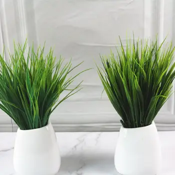 

New arrivals 7-Fork Green Grass Leaves Artificial Plants Decoration For Plastic Flowers Wedding Decoration