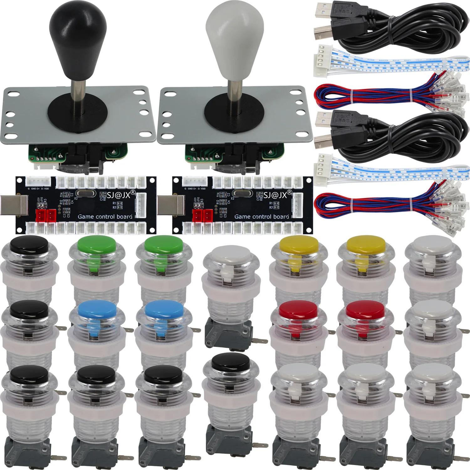 Sj @ Jx Arcade Game 2 Player Controller Kit Fai-Da-Te Pulsante Microinterruttore Joystick A 4 E 8 Vie Encoder Usb Per Pc Mame Raspberry Pi Retropie