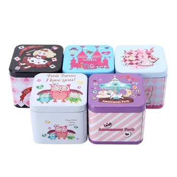 

5pcs Candy Box Jars Square Tinplate Empty Tins Storage Jar Sealing Box for Jelwery Pill Tea Sweet Wedding Party Favors Gifts