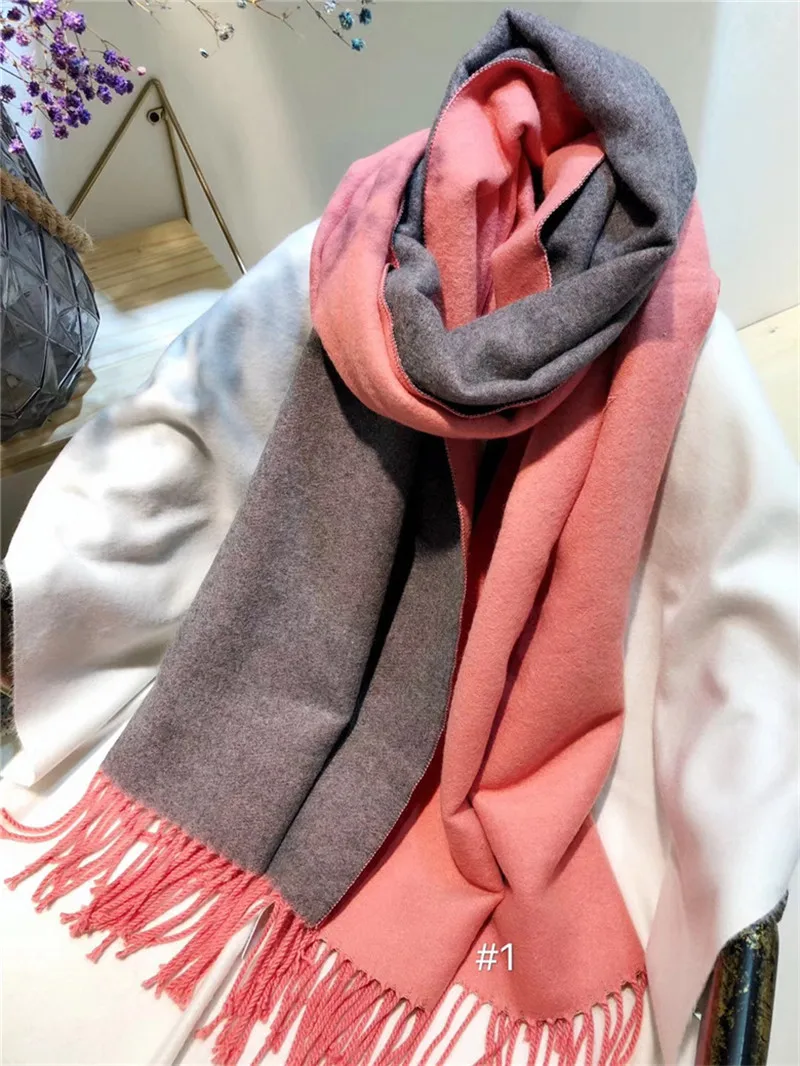 

2020 Winter Scarves For Ladies Luxury Designer Shawl Thick Warm Cashmere Women Scarf Solid Color Tassel Pashmina Blanket Foulard