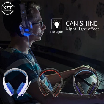 

Professional USB Gaming Headphones Led Light for Computer PS4 SWITCH XBOX ONE Gamer BASS Stereo Wired Headset With Mic Gifts