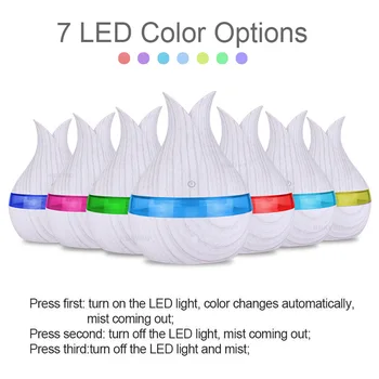 

300ml Wood Grain Usb Portable Ultrasonic Air Aroma Diffuser Humidifier with 7 Colors Led Night Light Mist Maker Fogger