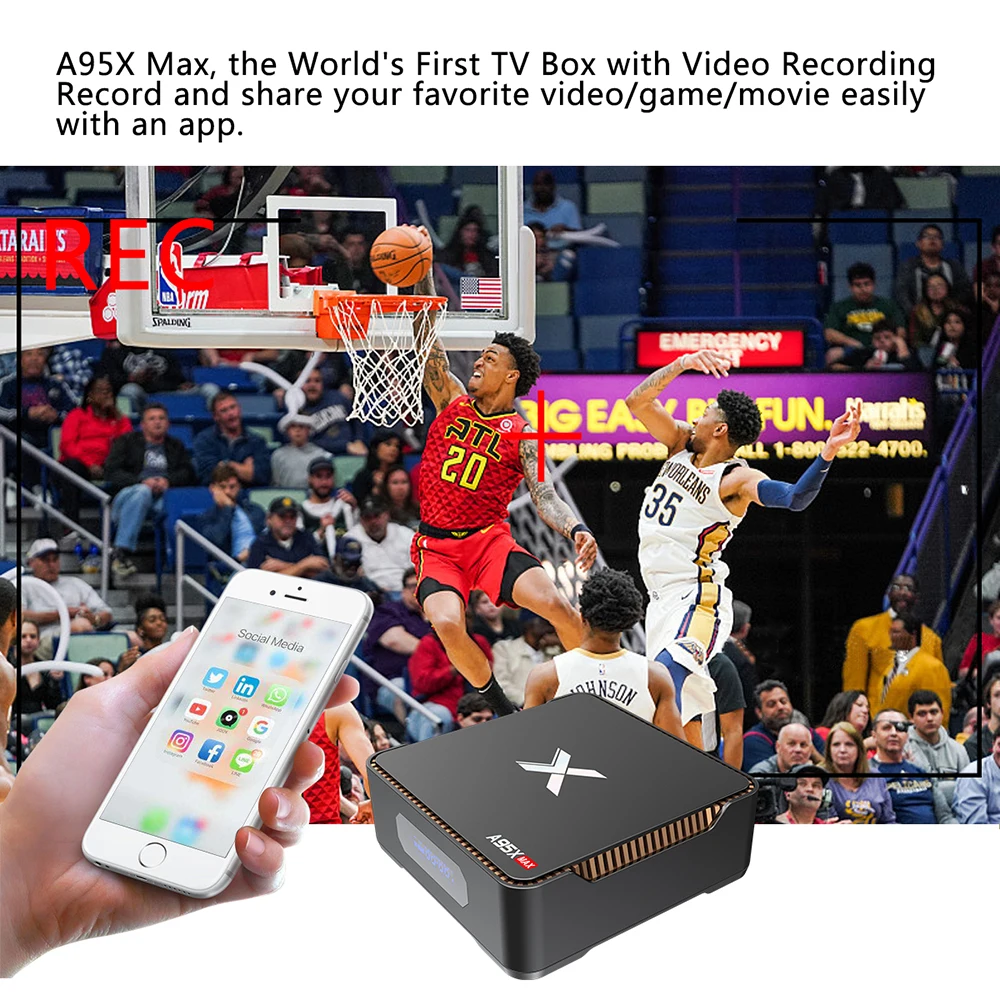 ТВ-бокс A95X MAX Android 8,1 S905X2 4 Гб ОЗУ 64 Гб ПЗУ 2,4 г/5 г Wifi 1000 м BT Smart медиаплеер Поддержка видео записывающий набор верхней коробки