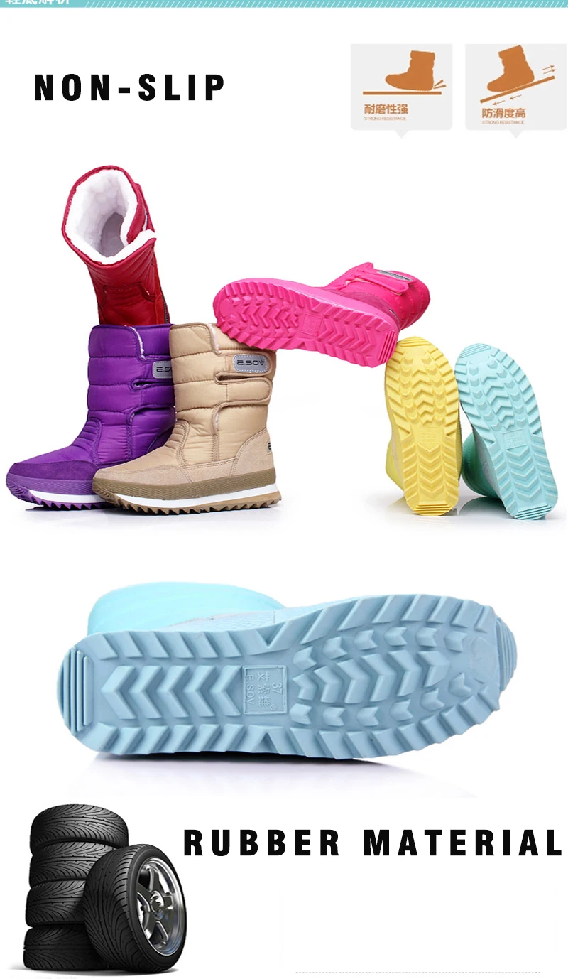 Женские зимние ботинки; женские теплые ботинки на меху; ботинки на платформе по голень; Водонепроницаемая женская зимняя обувь; женские ботинки