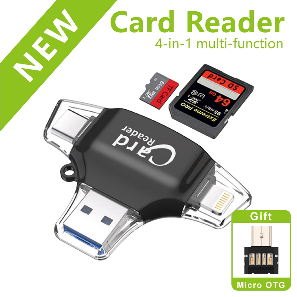 USB 2 0 OTG флеш-накопитель кардридер Lightning microSD/SDHC/SDXC SD type-c для iPhone Android | Компьютеры и