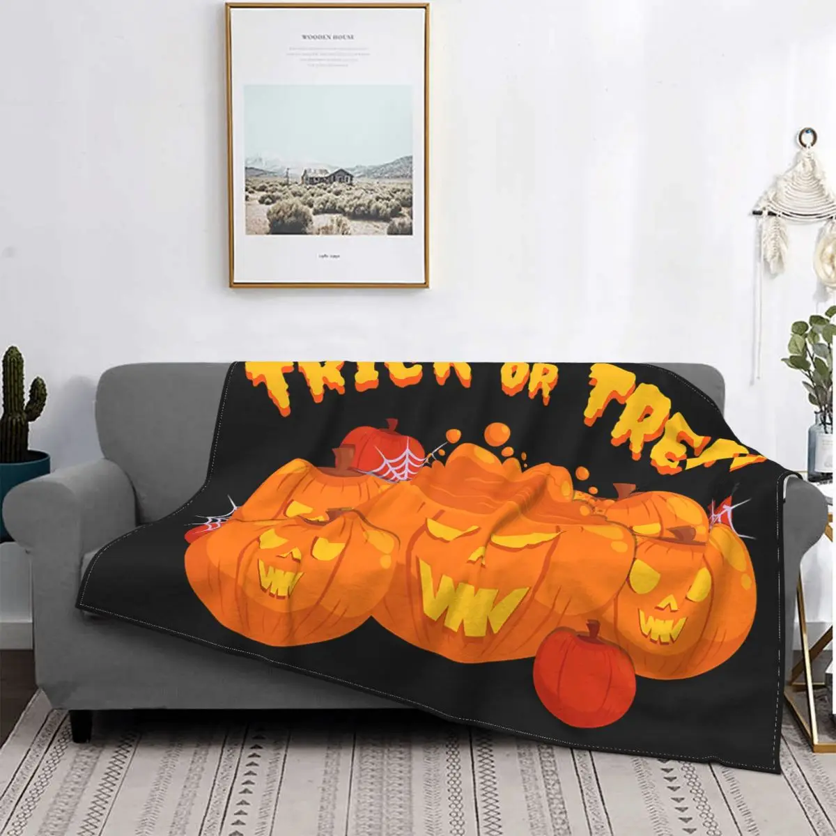 Страшные одеяла для сна на Хэллоуин вельветовый Текстильный декор ужасная тыква
