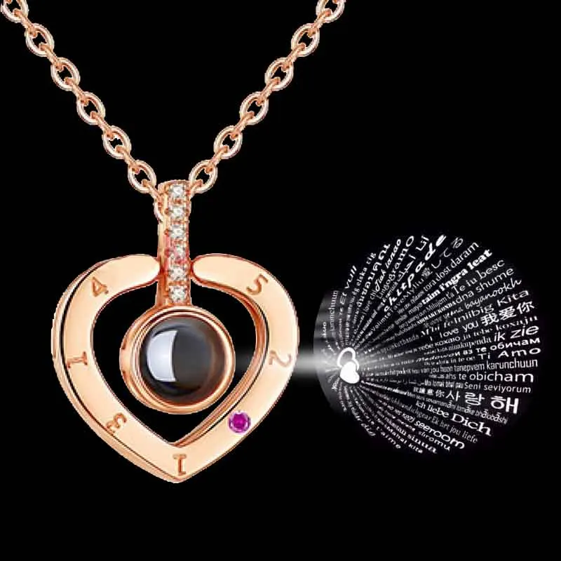 Модное романтическое ожерелье в форме сердца с буквами на 100 языках, подвески с надписью I love you для женщин, свадебные ювелирные изделия
