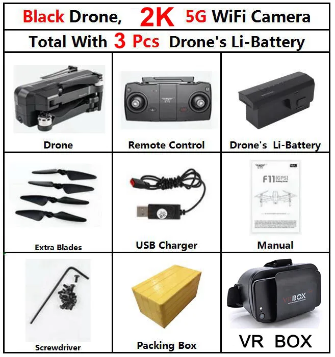 SJRC F11 PRO gps RC складной бесщеточный Квадрокоптер вертолет с Wifi FPV 1080 P/2 K HD камера VS s70w s20w z5 Квадрокоптер - Цвет: F11Pro 3B No Box VR
