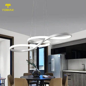 

3 Colors Changeable and Dimmable LED Pendant Lights Led Strip 58W Music Notes Curve Drop Light Suspension Lamp For Dining Room
