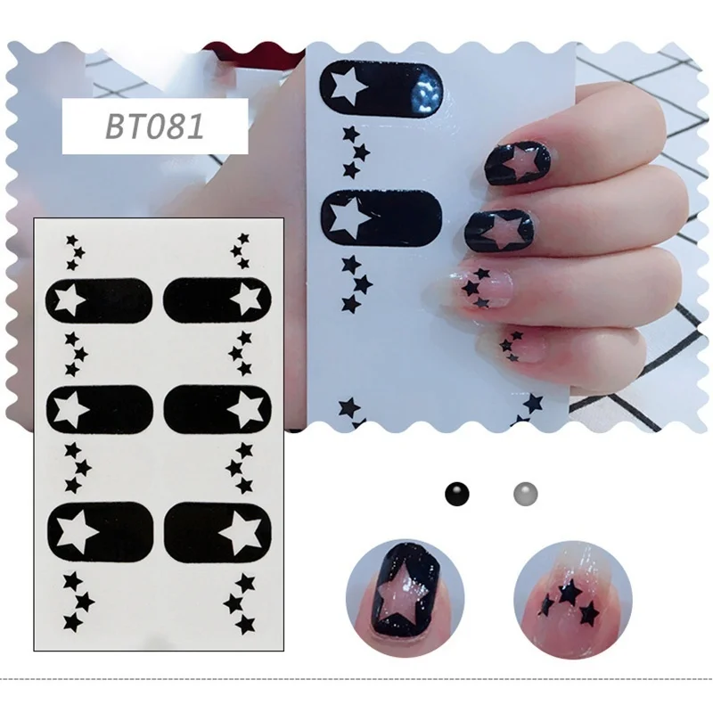 BT081 LADY KINDOM 3D DIY наклейки-лак для ногтей с сеткой и звездами, водонепроницаемая пленка для ногтей, экологичные наклейки для ногтей - Цвет: BT081