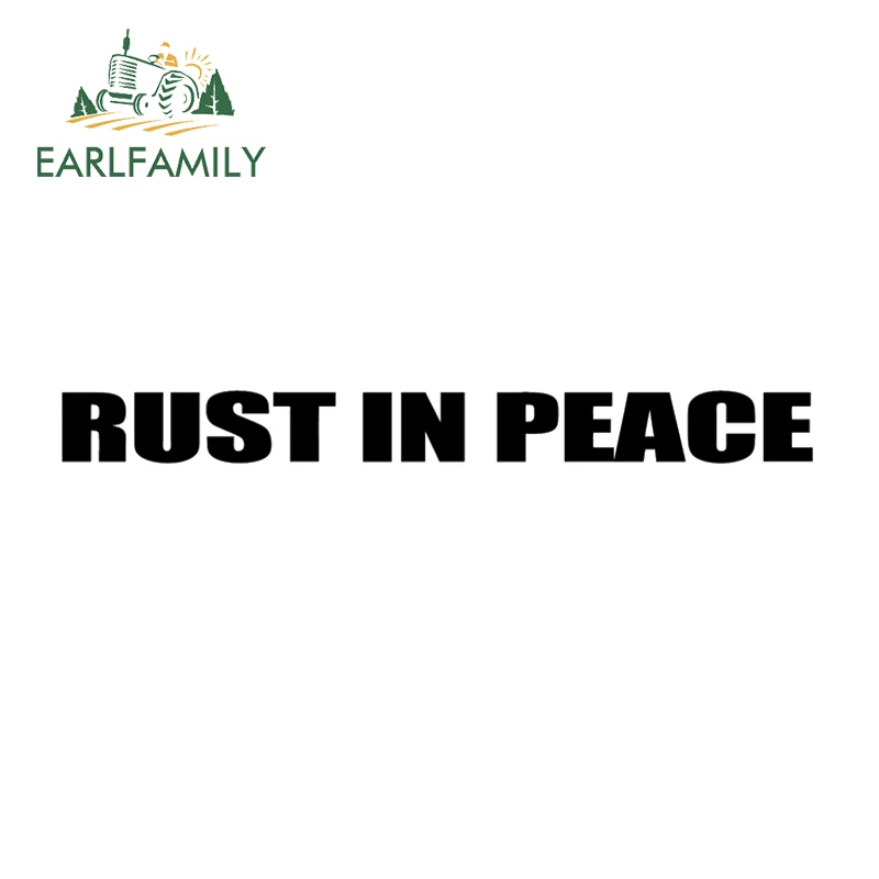 

EARLFAMILY 19cm x 18cm Funny RUST IN PEACE Vinyl Sticker Funny Rat Rod Old Rusty JDM Race Car Truck Window Decal Black/Silver