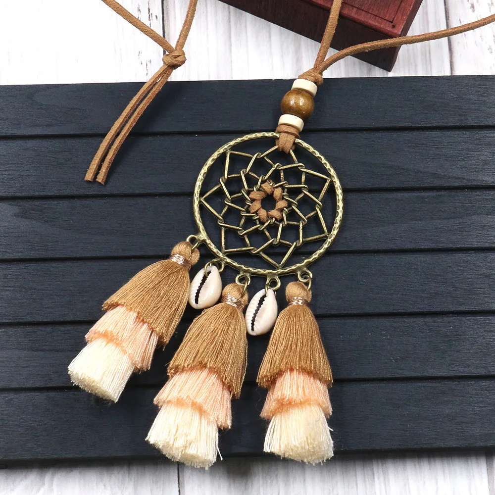 

Dreamcatcher Tassel Necklace Occident Fashion Accessories Women's Long Multilayer Gradient Tassels Pendant Long Necklace