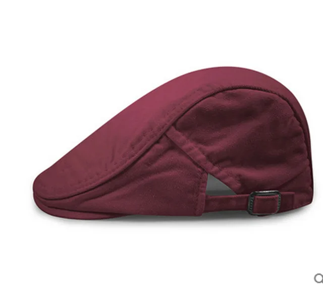 SHOWERSMILE Burgundy Women's Berets Spring Cotton Flat Hats Mens Ivy Cap Solid Color Duckbill Hats Gatsby British Beret Hat Red