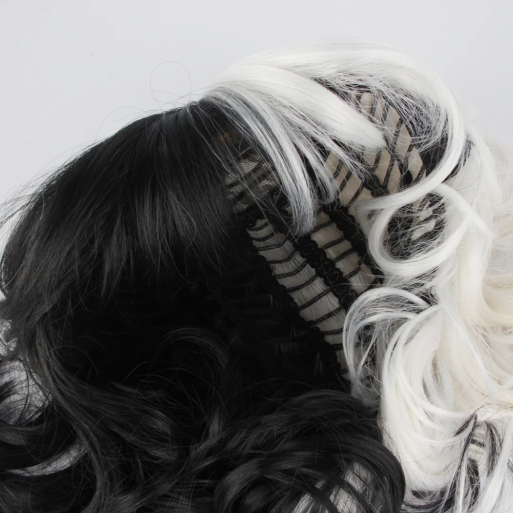 Cosplay&ware Evil Women Half Black White Wig Bad Girl Short Curly Hair Wigs Headwear Demon Cosplay Props 2 Types -Zentai shop online H12586a430f36449eaca41f34224b45d9K.jpg