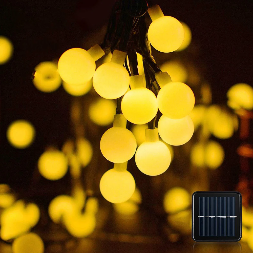 

20/50/100 LED Solar Power Ball Outdoor Garden Decoration String Lights Xmas Fairy Light Round Ball Lamp Warm White/Blue/RGB/Warm