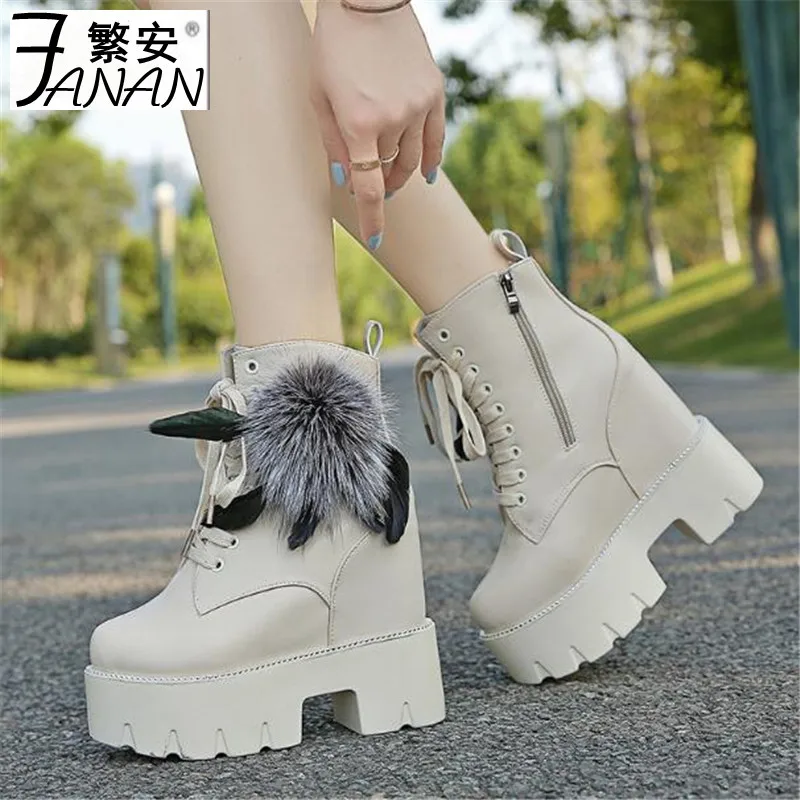 Botas de plataforma para mujer, botines de nieve a la moda, zapatos cálidos de felpa, tacones zapatillas gruesas de cuero, invierno, 2022 - AliExpress Calzado