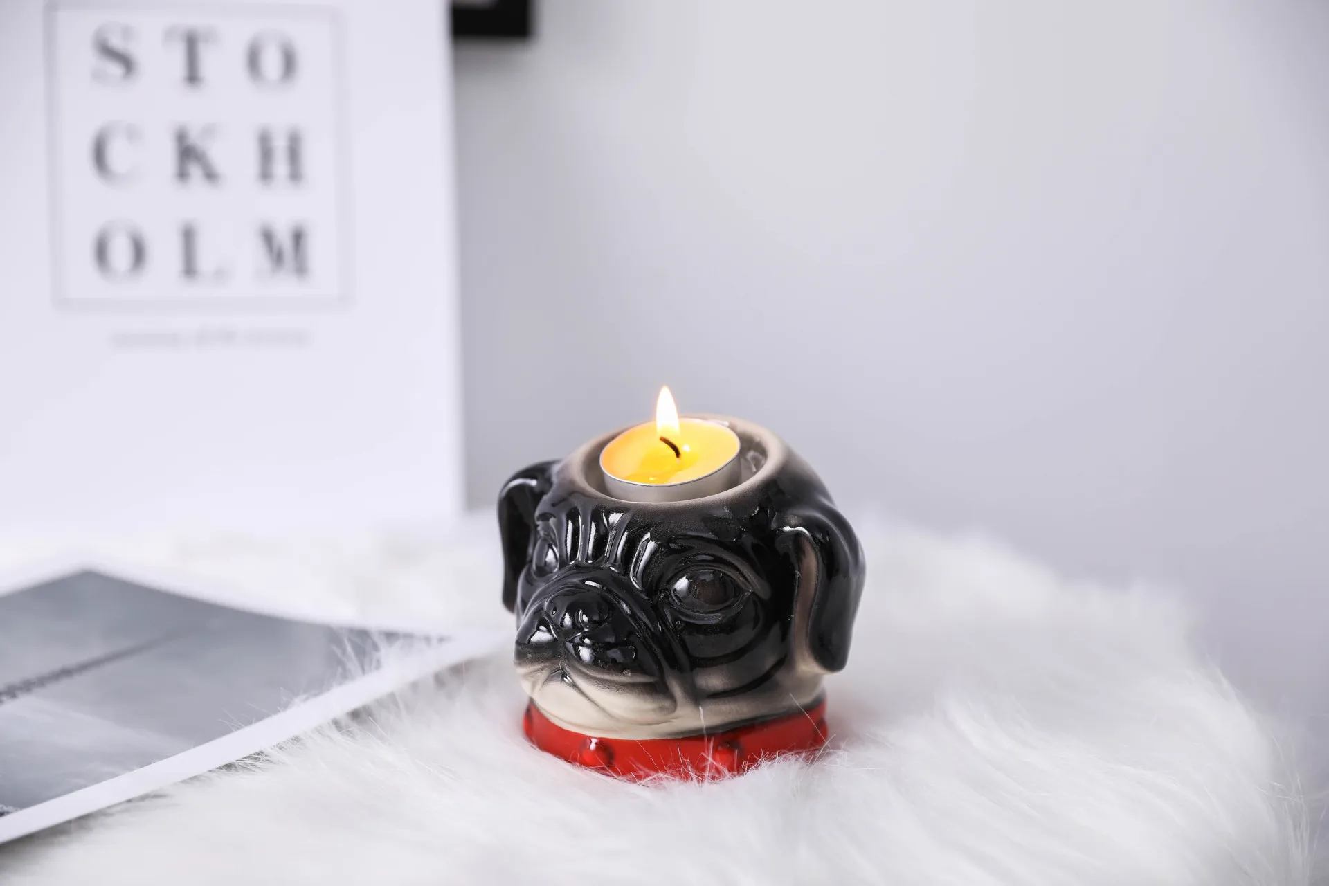 Керамический подсвечник с изображением собаки из мультфильма, подсвечник, настольный креативный чайный светильник, подсвечник, настольная подставка, украшение для канделяара FC324