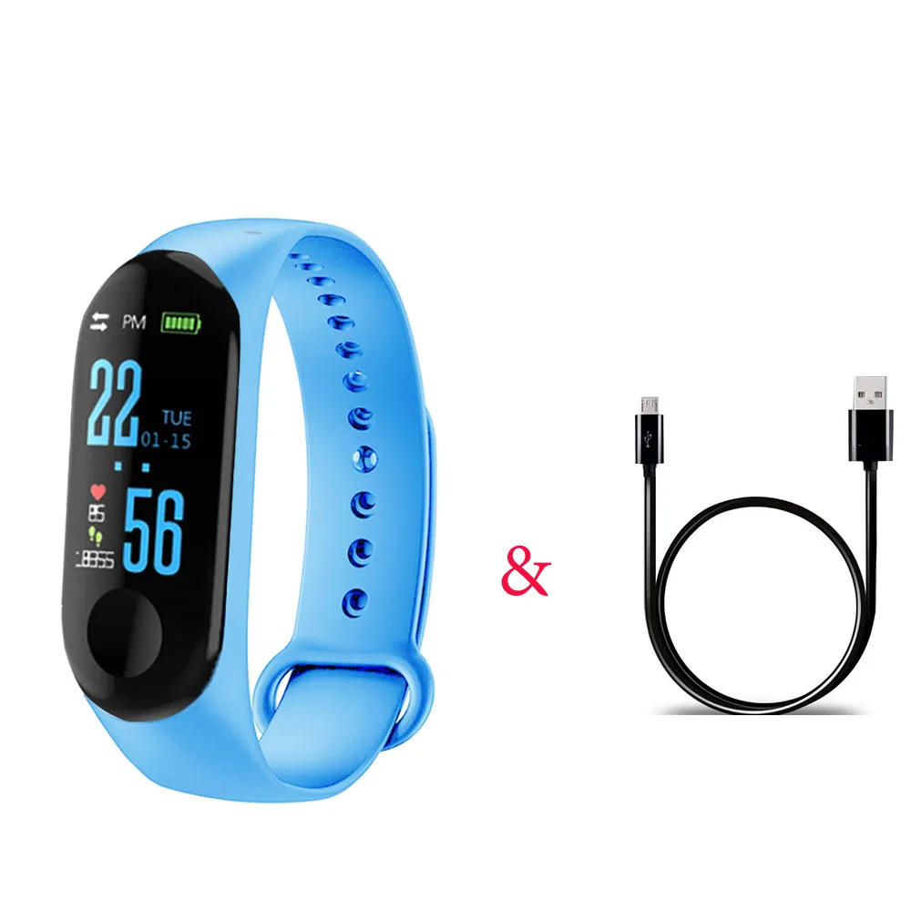 Light Blue M3 Pro, умный Браслет, пульсометр, фитнес-браслет, смарт-браслет M3Pro, смарт-браслет M3 Plus, спортивные Смарт-часы M3 - Цвет: Light Blue